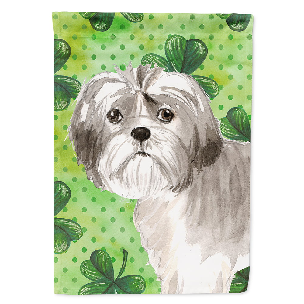 Shamrocks Shih Tzu Puppy Flag Canvas House Size