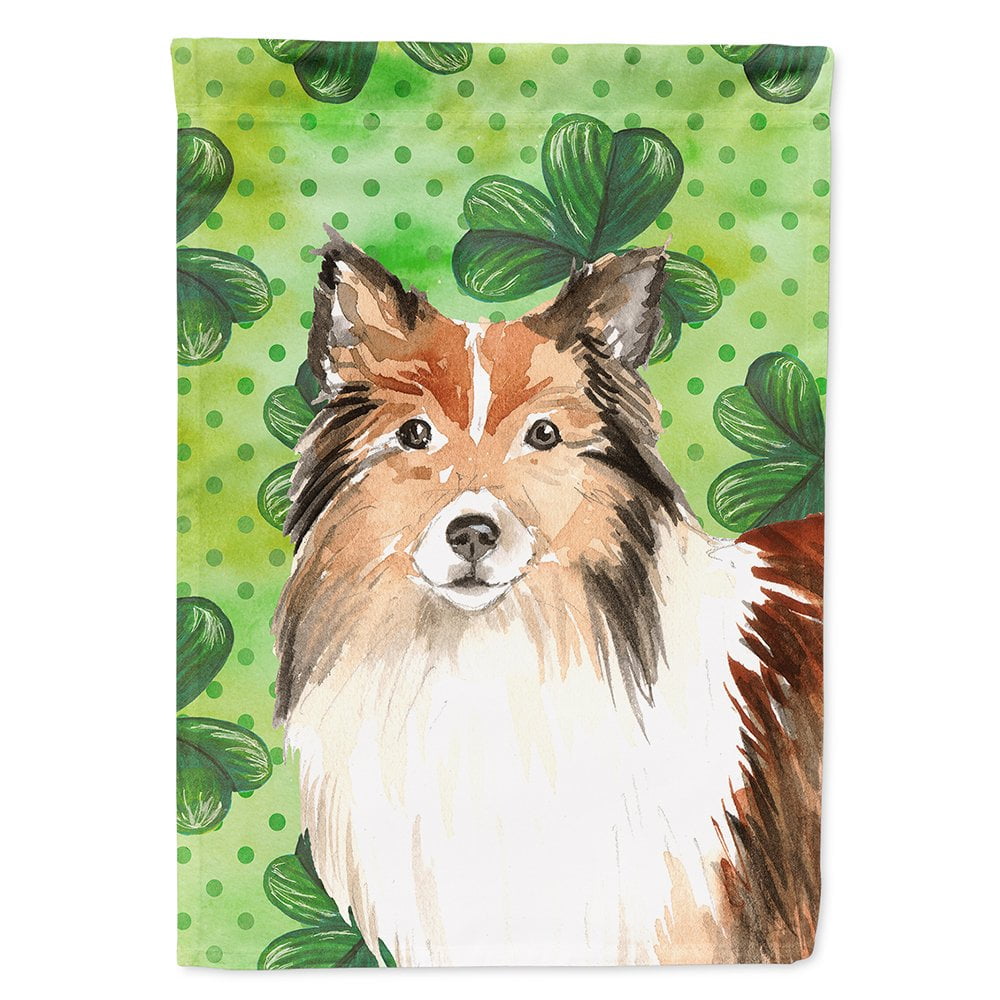 Shamrocks Sheltie Flag Canvas House Size