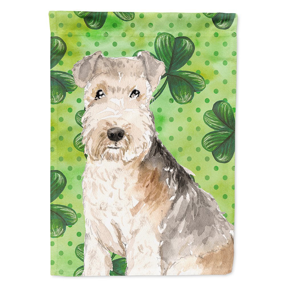 Shamrocks Lakeland Terrier Flag Canvas House Size
