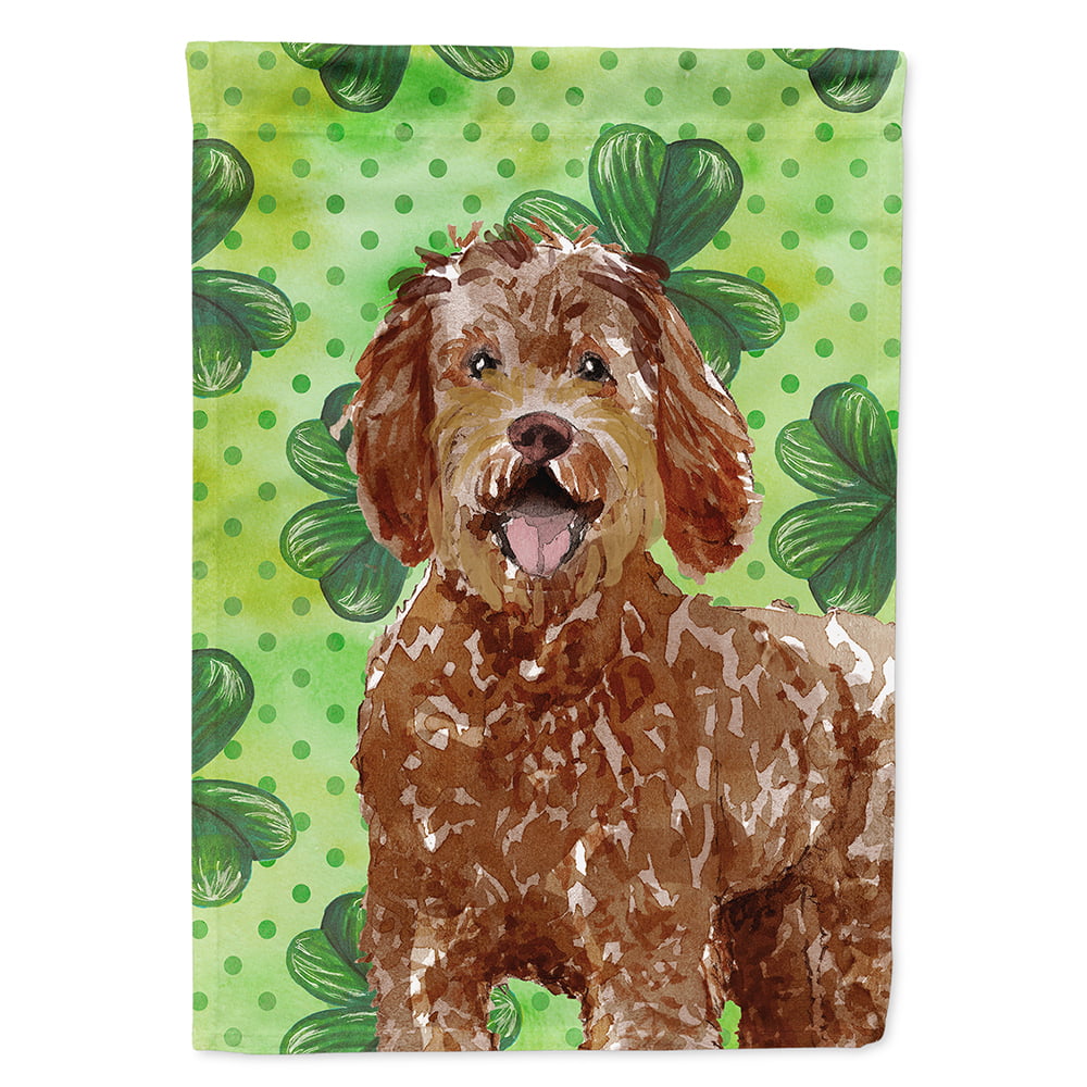 Shamrocks Labradoodle Flag Canvas House Size