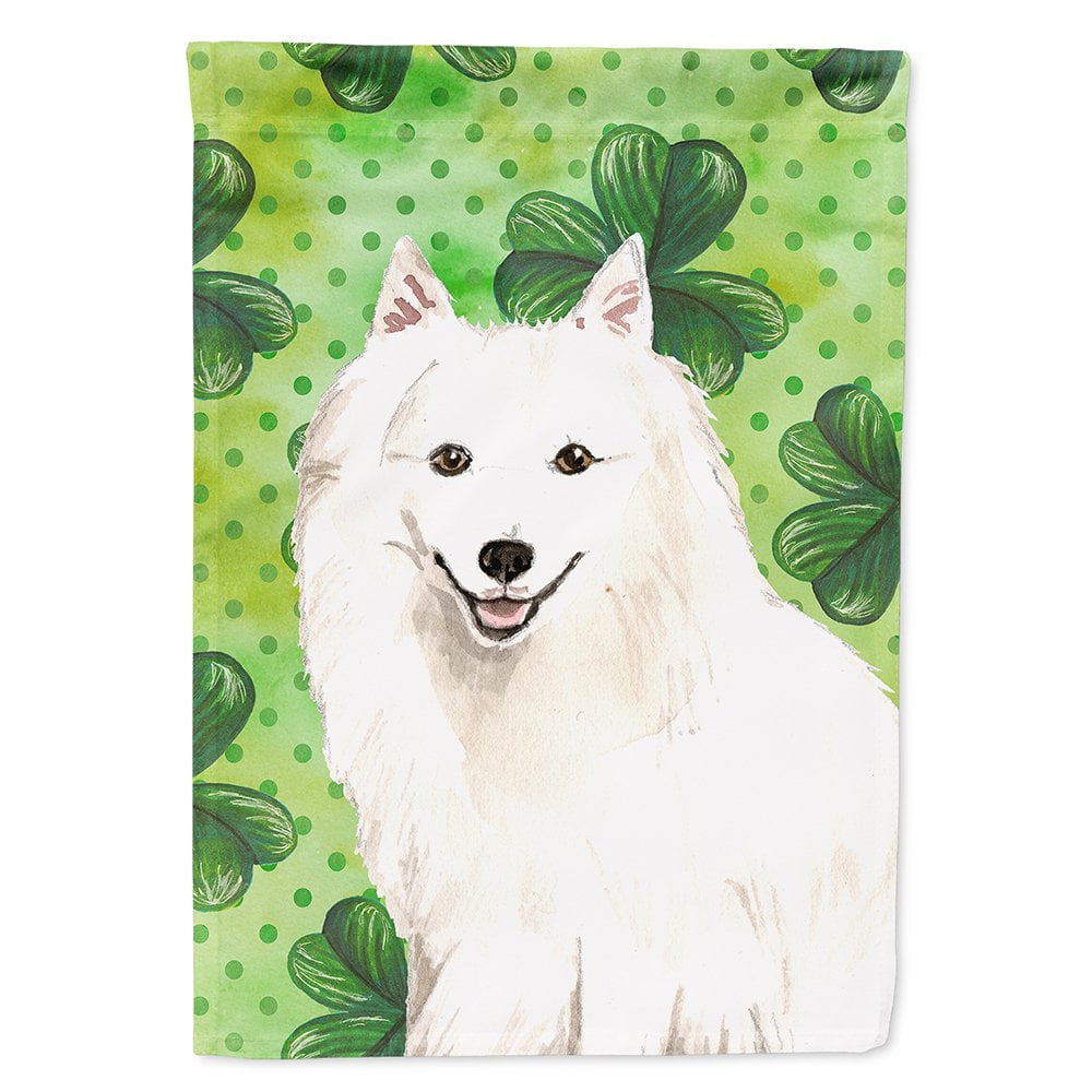 Shamrocks Japanese Spitz Flag Canvas House Size
