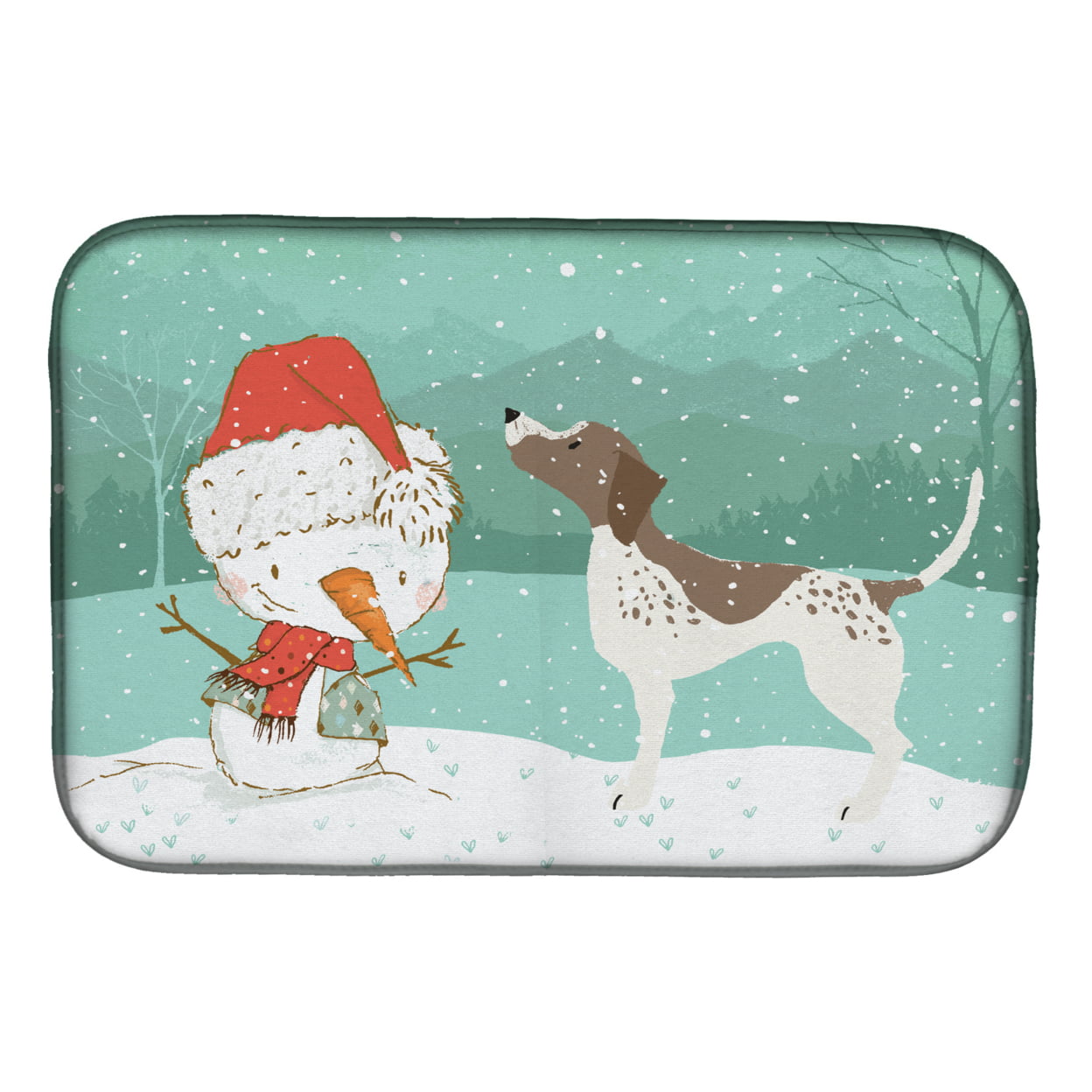 Picture of Carolines Treasures CK2045DDM German Shorthair Snowman Christmas Dish Drying Mat