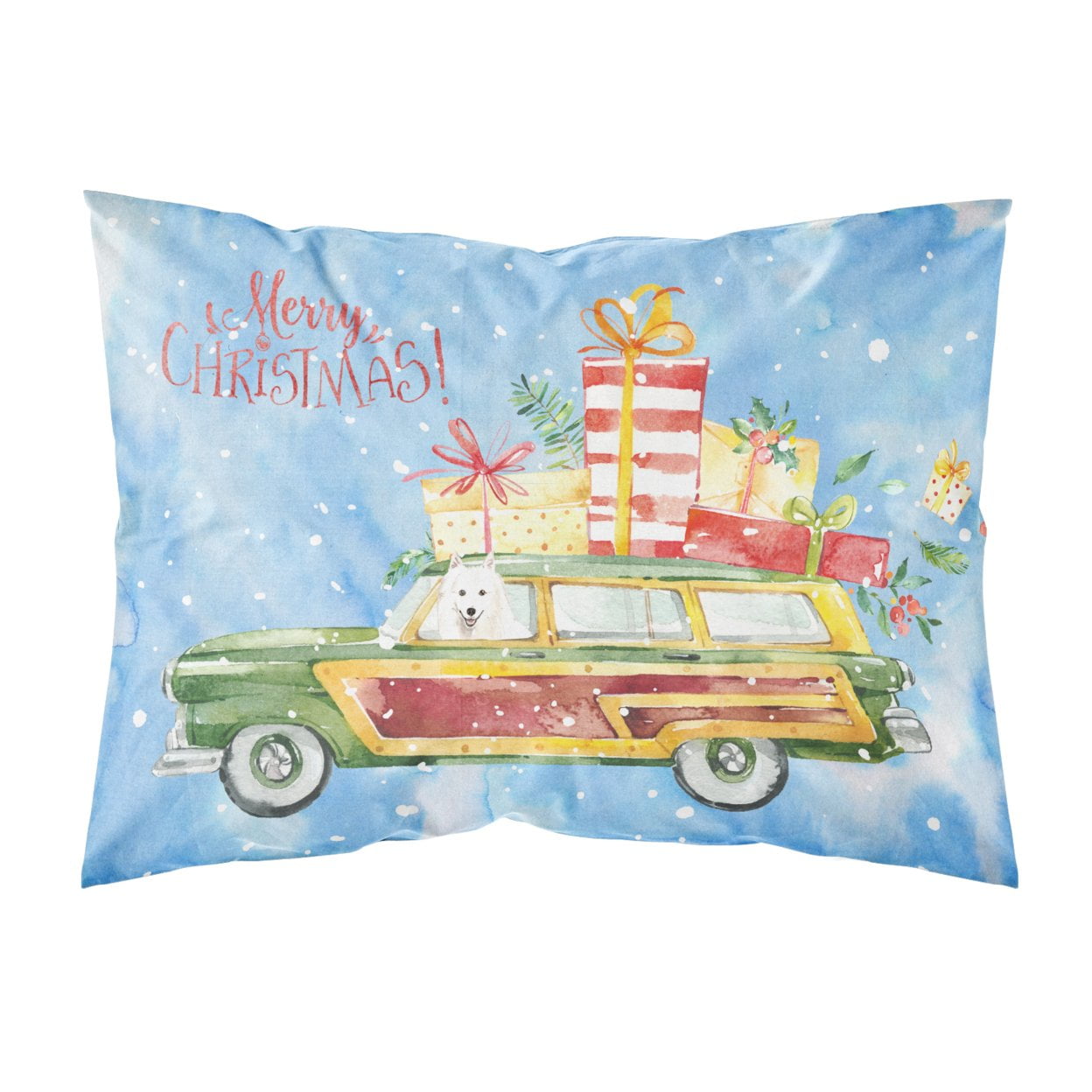 Merry Christmas Japanese Spitz Fabric Standard Pillowcase