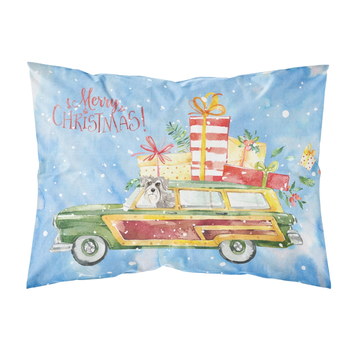 Merry Christmas Schnauzer No.2 Fabric Standard Pillowcase