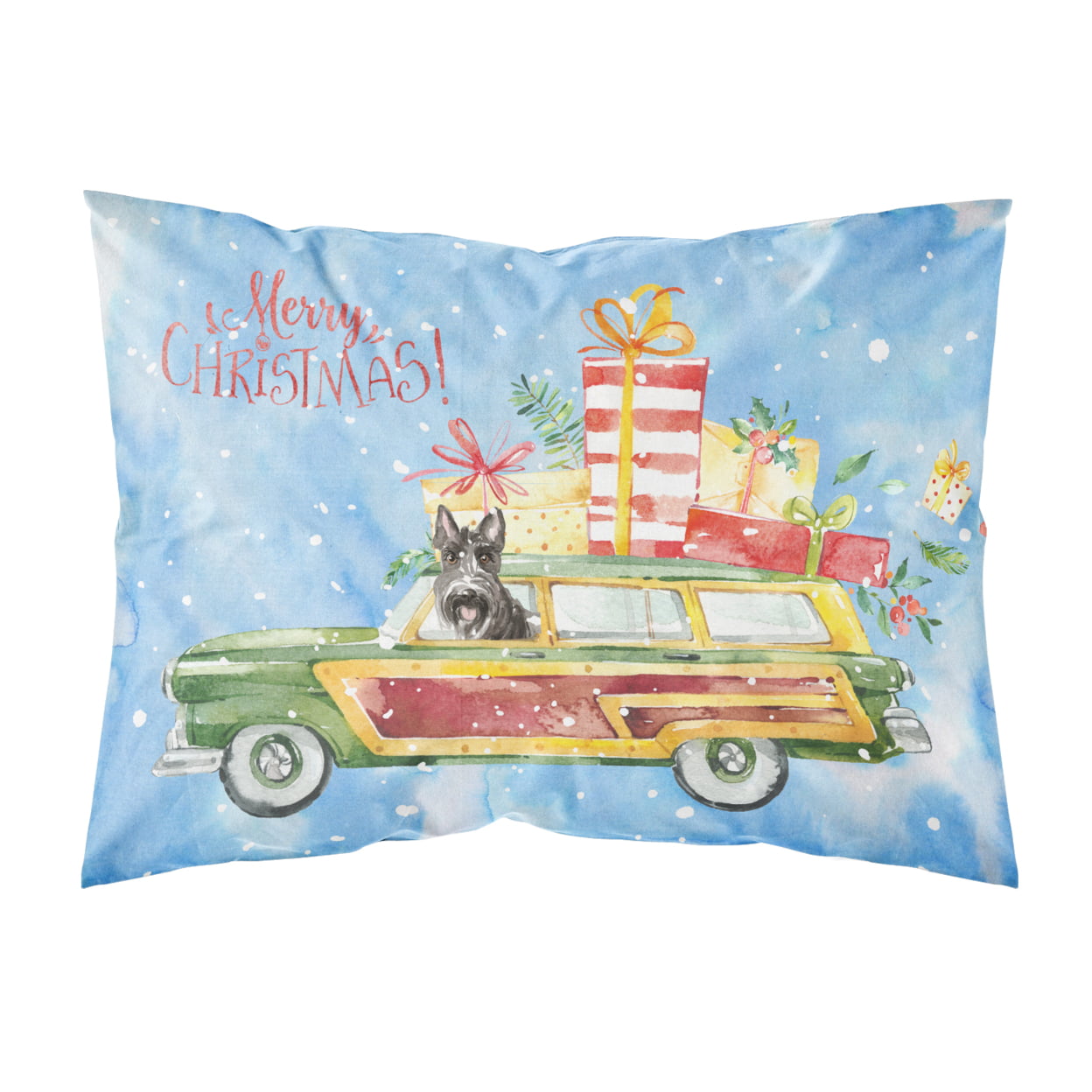CK2420PILLOWCASE Merry Christmas Scottish Terrier Fabric Standard Pillowcase