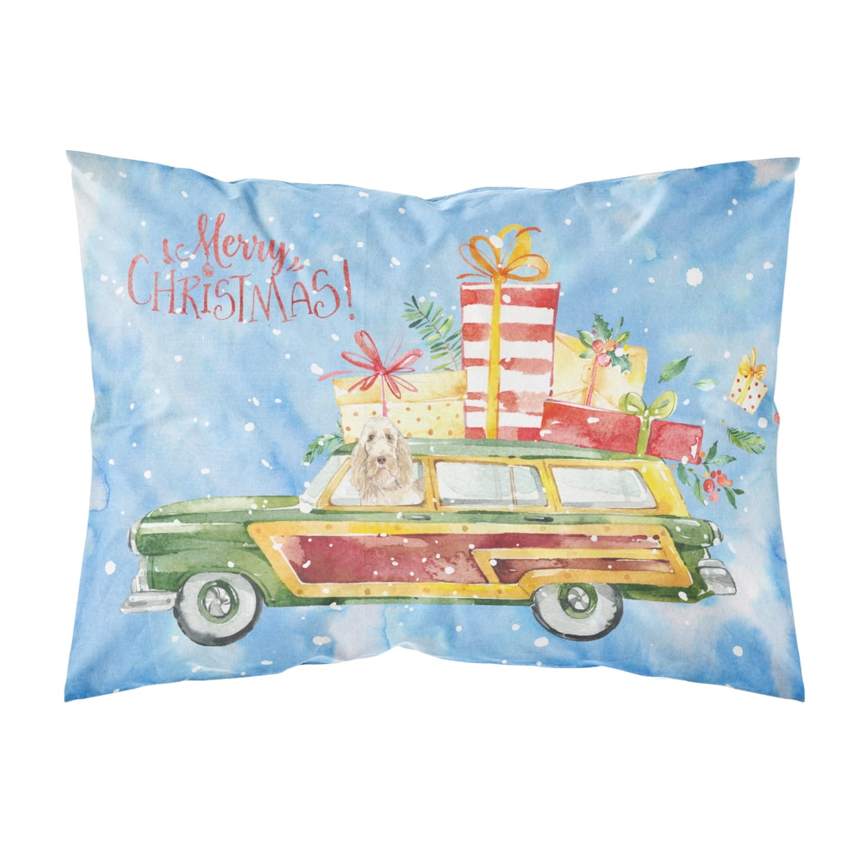 CK2425PILLOWCASE Merry Christmas Spinone Italiano Fabric Standard Pillowcase
