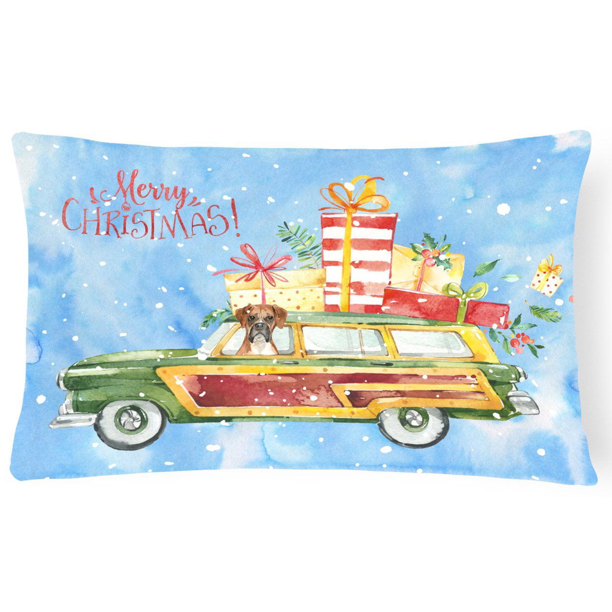 Merry Christmas Boxer Canvas Fabric Decorative Pillow