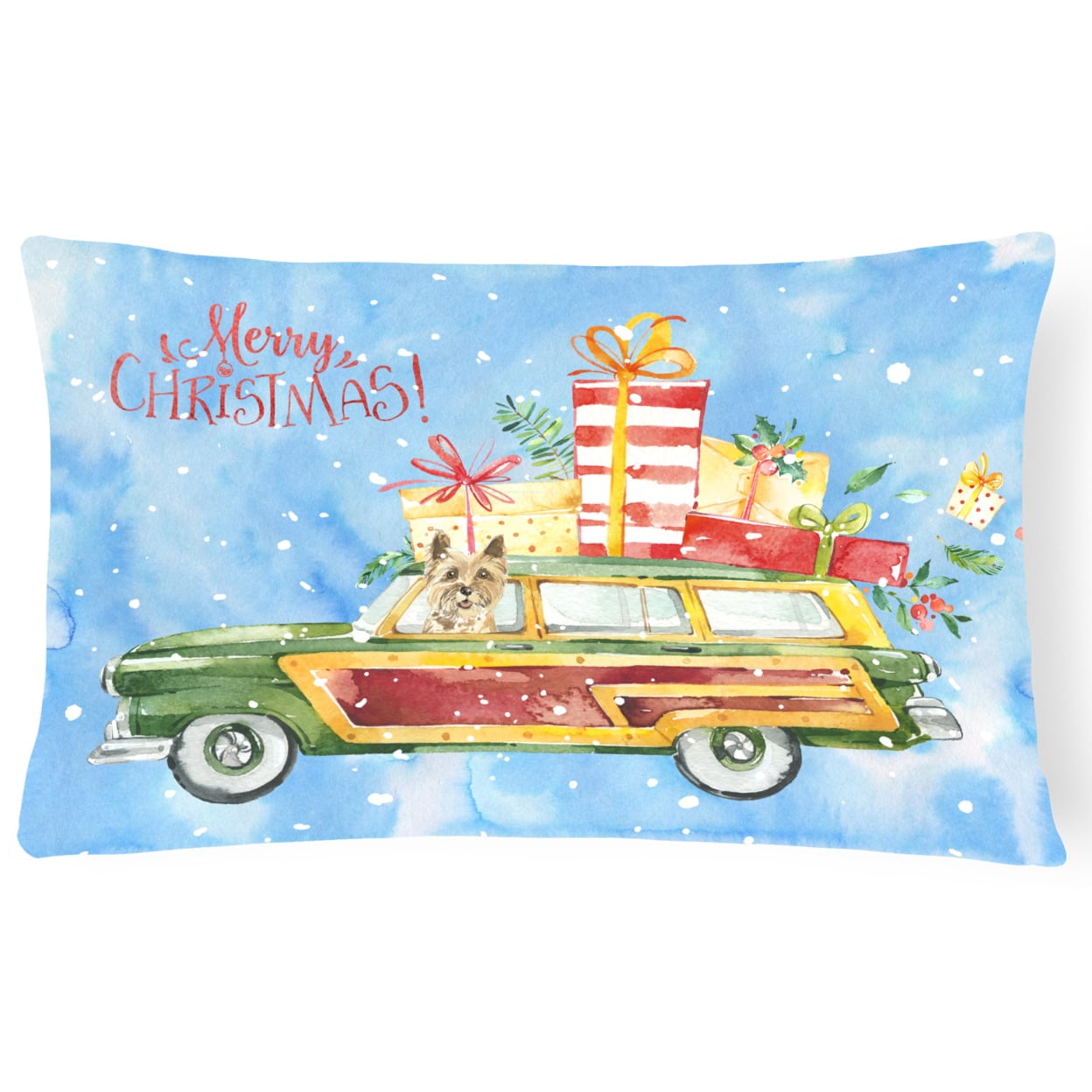 Merry Christmas Cairn Terrier Canvas Fabric Decorative Pillow