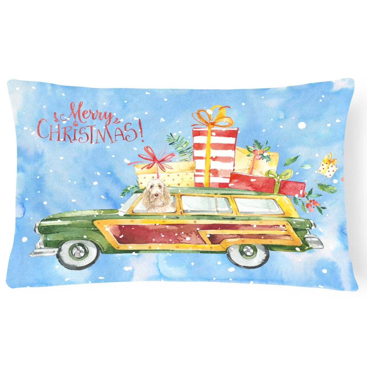 Merry Christmas Spinone Italiano Canvas Fabric Decorative Pillow