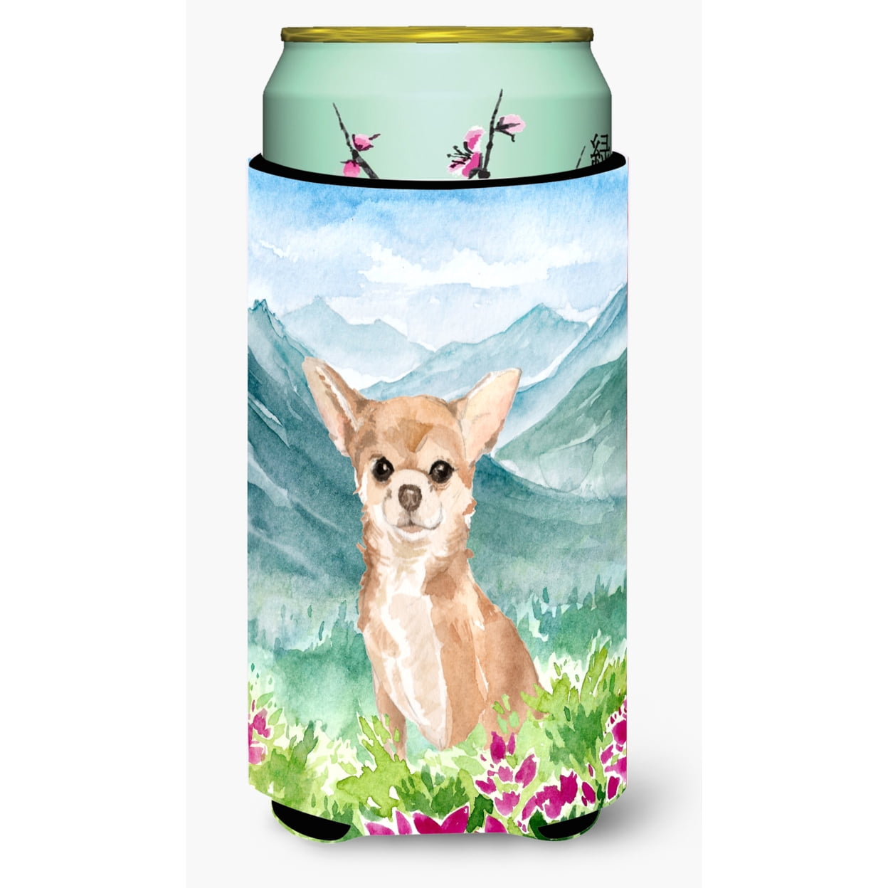 Mountian Flowers Chihuahua Tall Boy Beverage Insulator Hugger