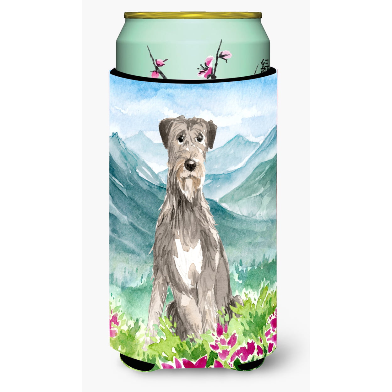 Mountain Flowers Irish Wolfhound Tall Boy Beverage Insulator Hugger