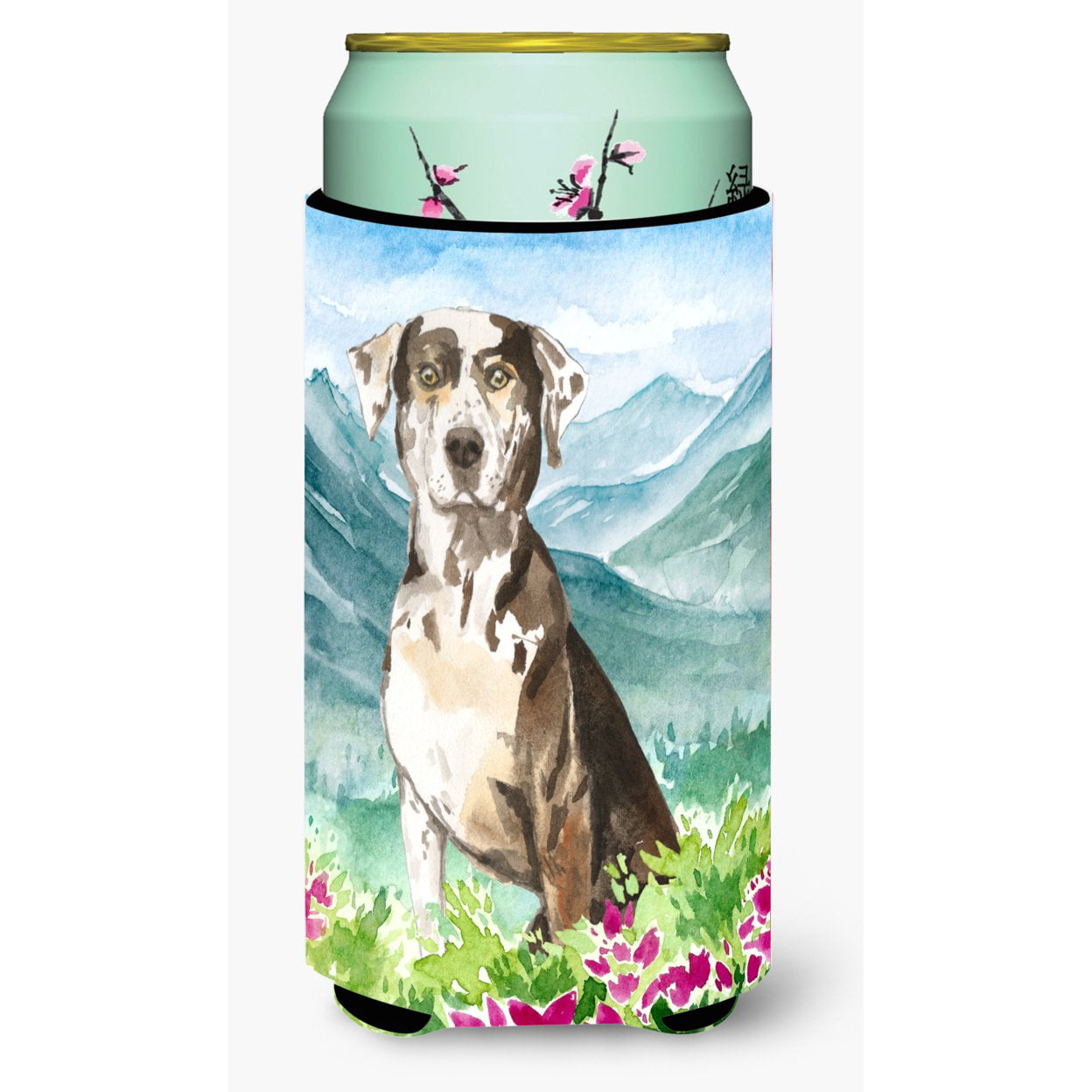 Mountain Flowers Catahoula Leopard Dog Tall Boy Beverage Insulator Hugger