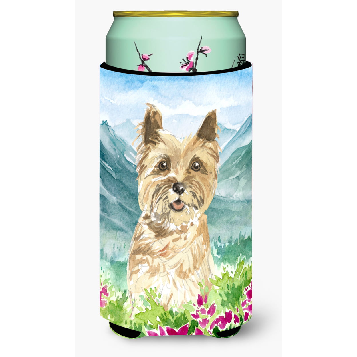 Mountain Flowers Cairn Terrier Tall Boy Beverage Insulator Hugger
