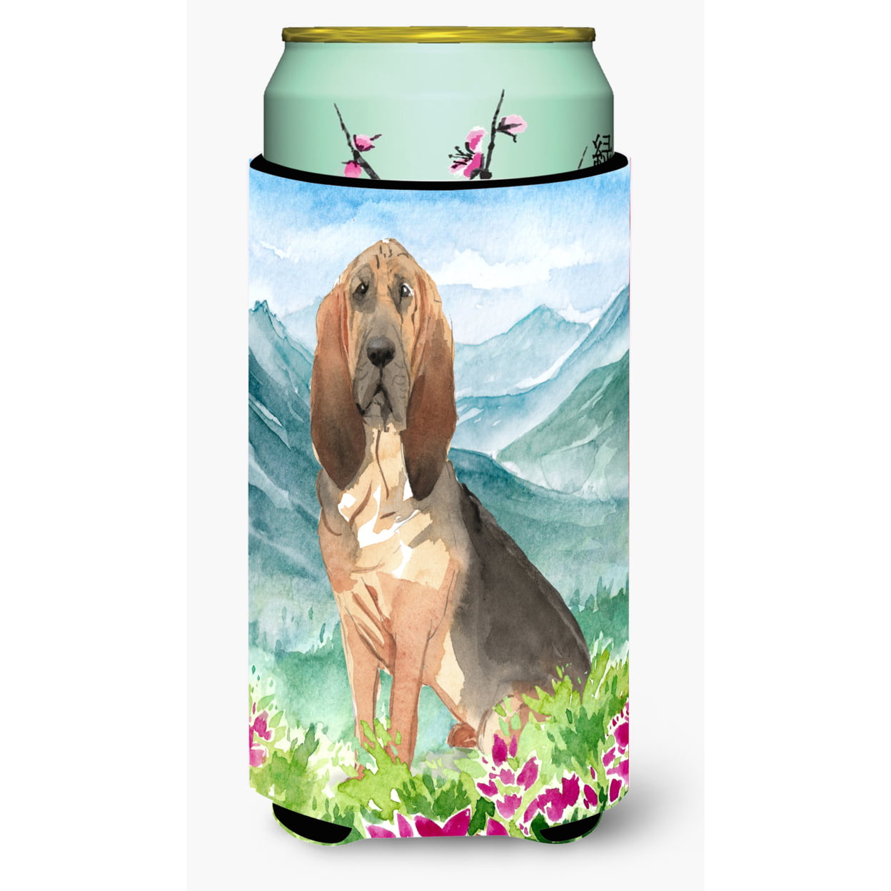 Mountain Flowers Bloodhound Tall Boy Beverage Insulator Hugger