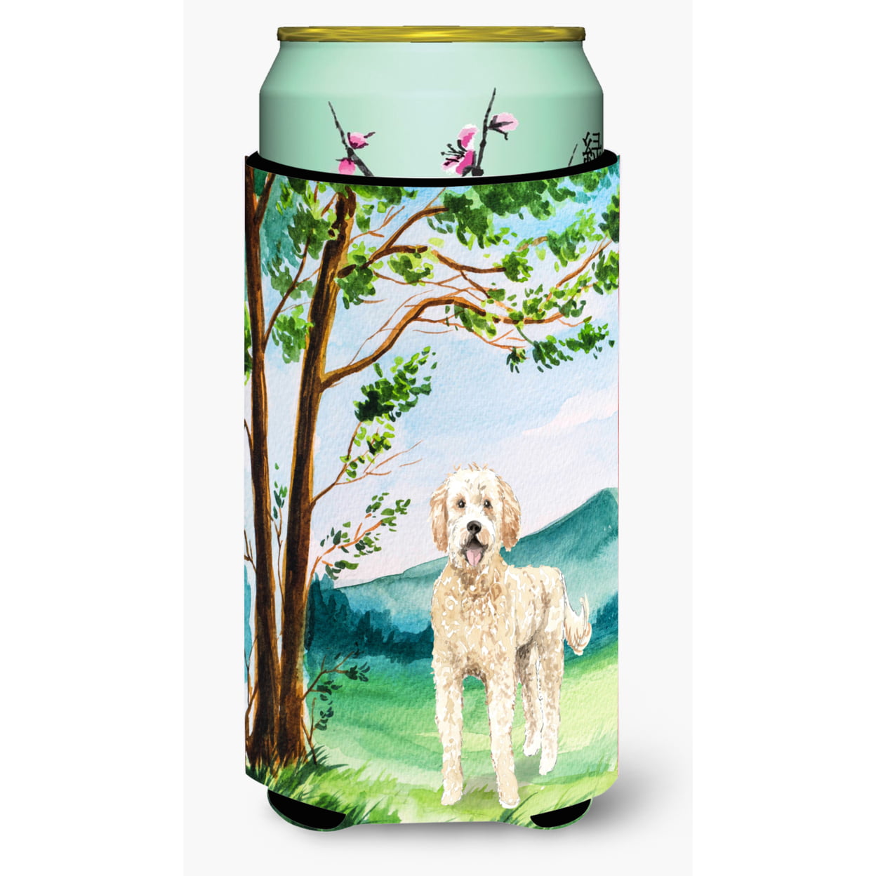 Under the Tree Goldendoodle Tall Boy Beverage Insulator Hugger