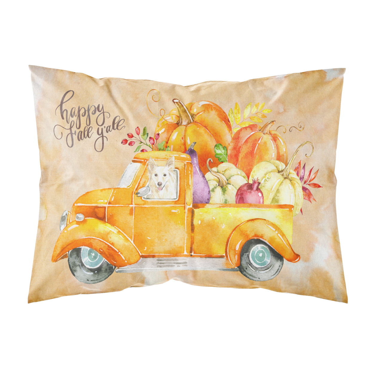 Fall Harvest White Collie Fabric Standard Pillowcase