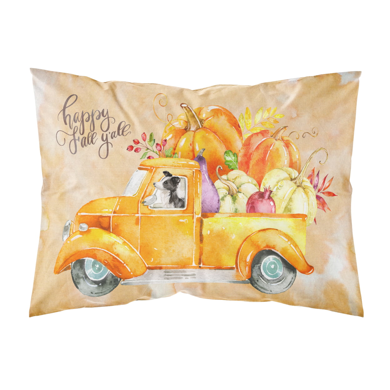 CK2657PILLOWCASE Fall Harvest Border Collie Fabric Standard Pillowcase