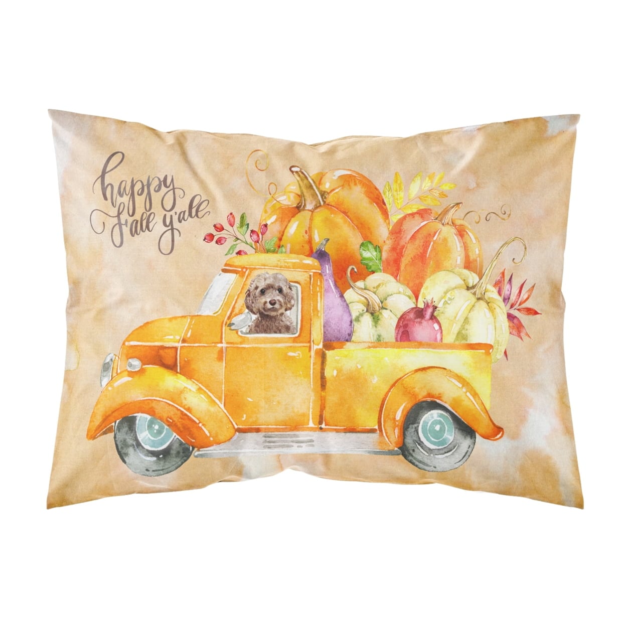 Fall Harvest Brown Cockapoo Fabric Standard Pillowcase