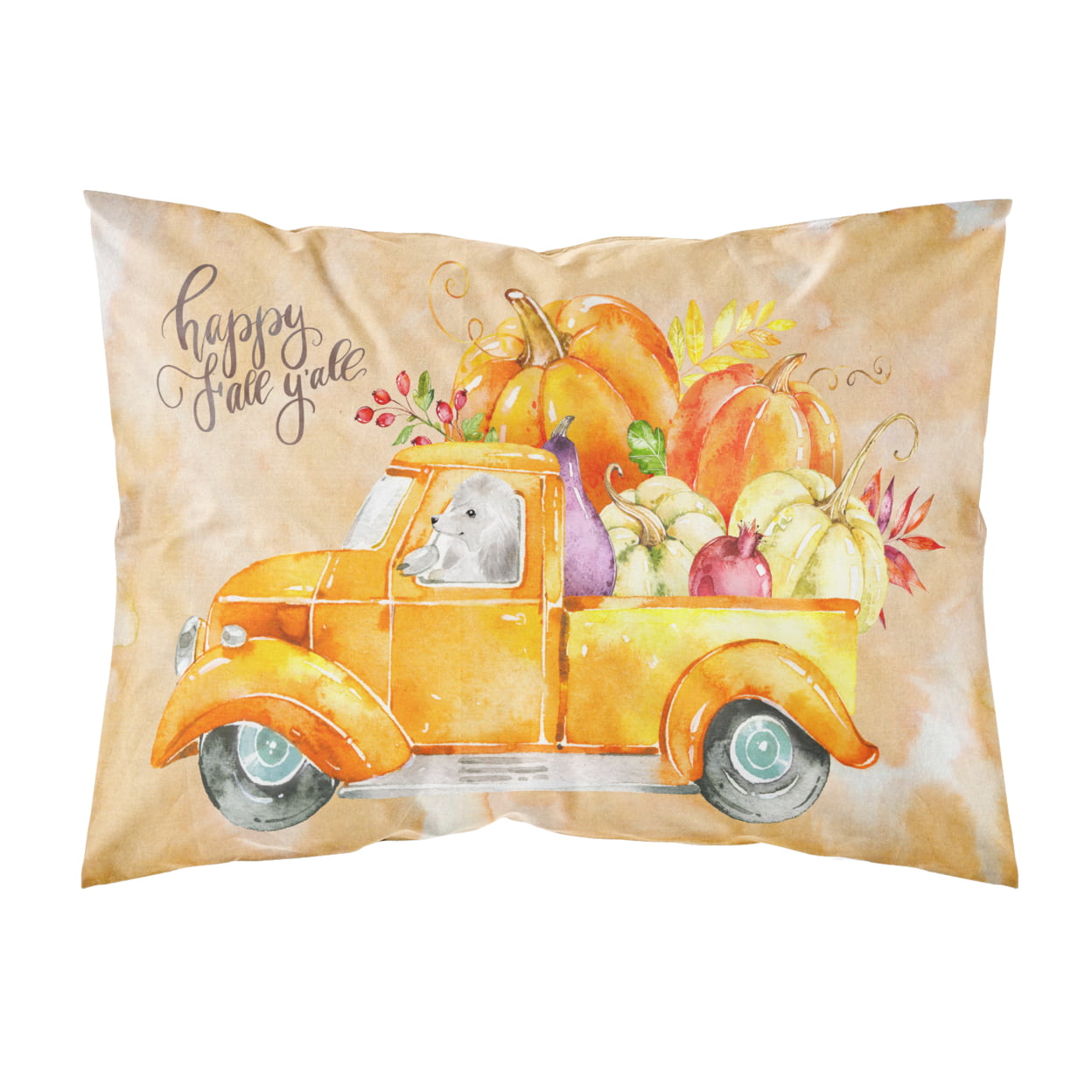 CK2678PILLOWCASE Fall Harvest White Poodle Fabric Standard Pillowcase