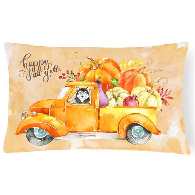 Fall Harvest Alaskan Malamute Canvas Fabric Decorative Pillow