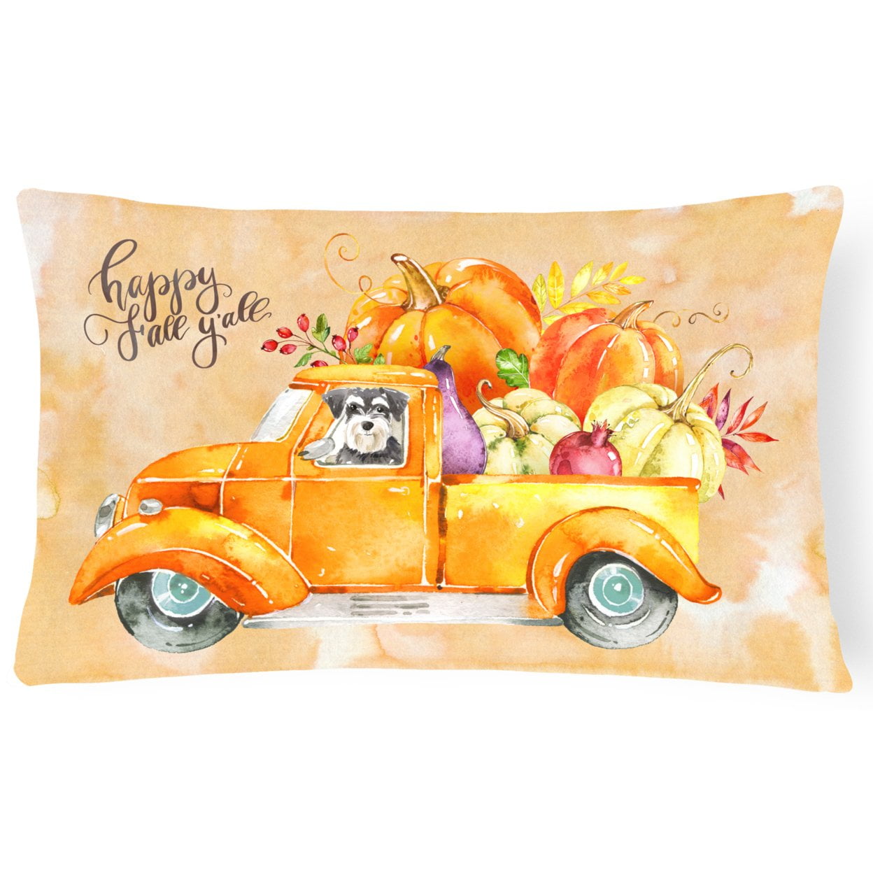 Fall Harvest Schnauzer Canvas Fabric Decorative Pillow