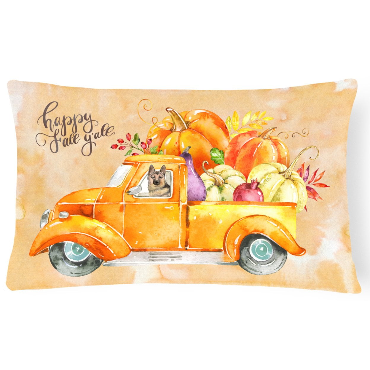 Fall Harvest German Shepherd Canvas Fabric Decorative Pillow