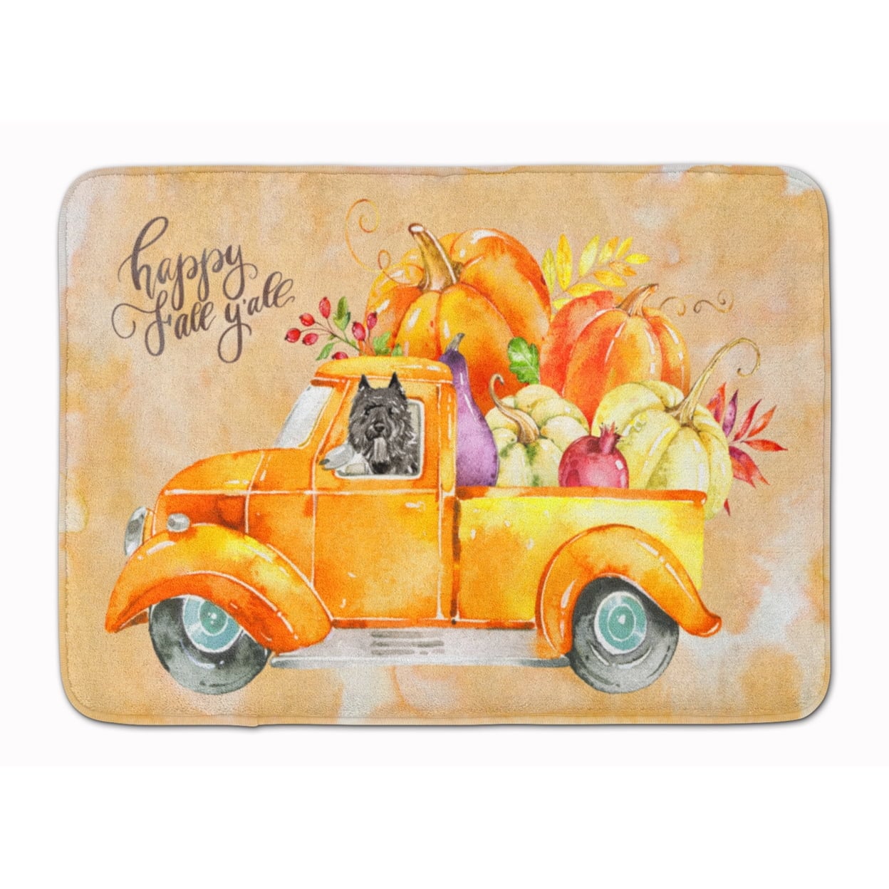 Fall Harvest Bouvier Des Flandres Machine Washable Memory Foam Mat