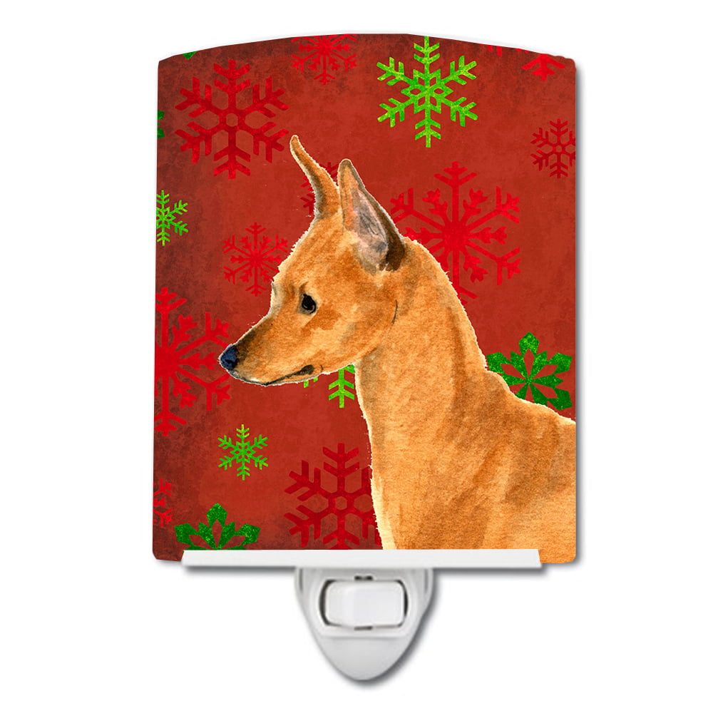 Min Pin Red & Green Snowflakes Holiday Christmas Ceramic Night Light