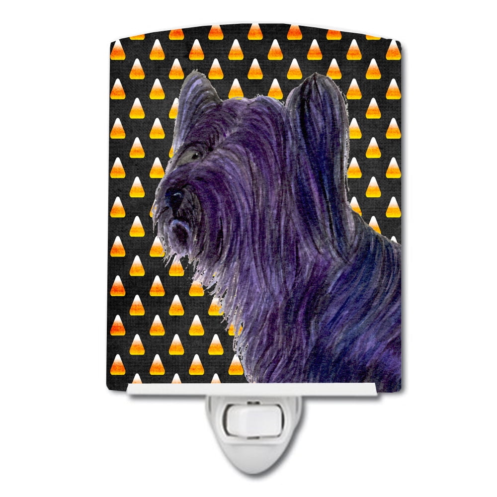 Skye Terrier Candy Corn Halloween Portrait Ceramic Night Light
