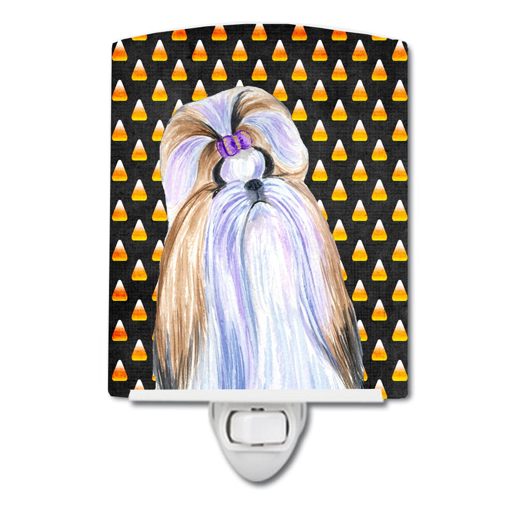 Shih Tzu Candy Corn Halloween Portrait Ceramic Night Light