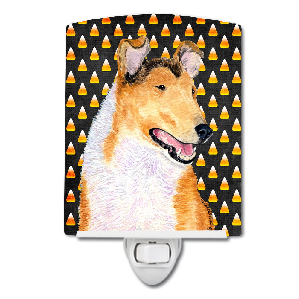 Collie Smooth Candy Corn Halloween Portrait Ceramic Night Light