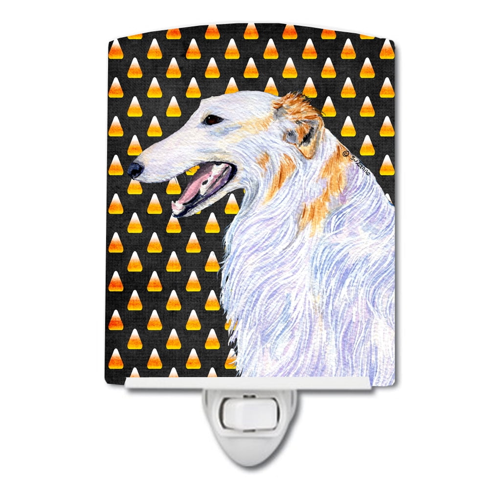 SS4268CNL Borzoi Candy Corn Halloween Portrait Ceramic Night Light
