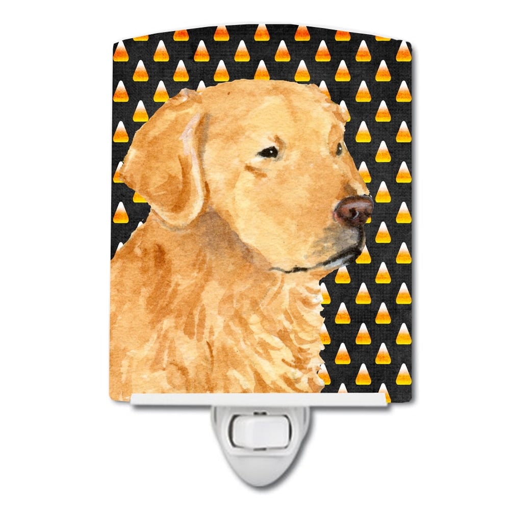 Golden Retriever Candy Corn Halloween Portrait Ceramic Night Light