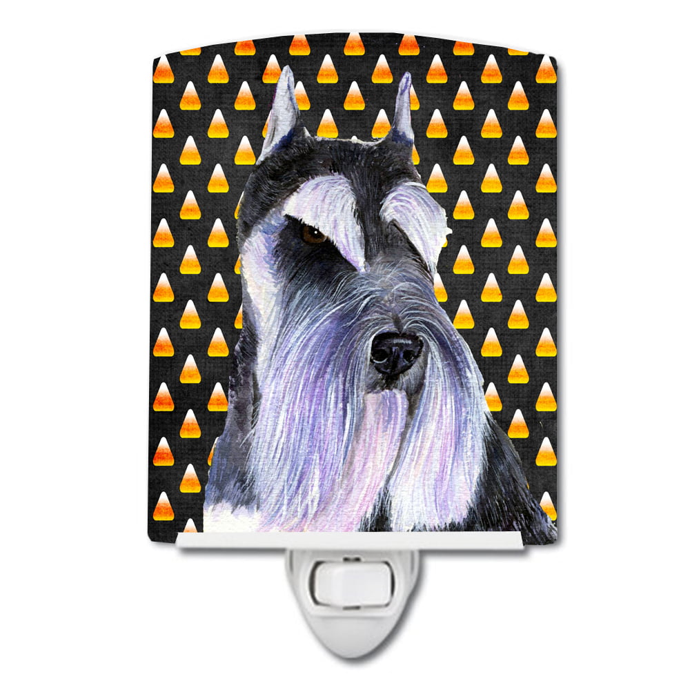 SS4270CNL Schnauzer Candy Corn Halloween Portrait Ceramic Night Light