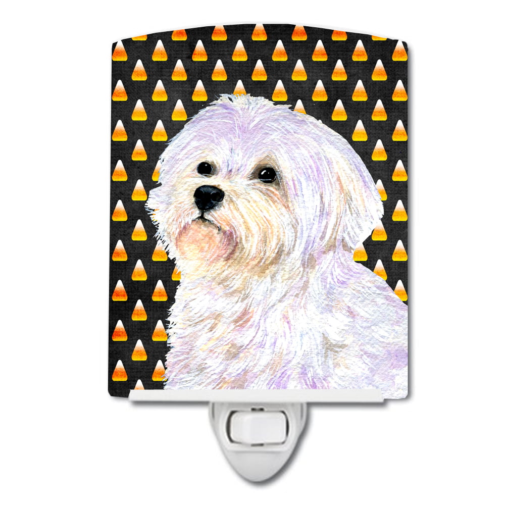 SS4274CNL Maltese Candy Corn Halloween Portrait Ceramic Night Light