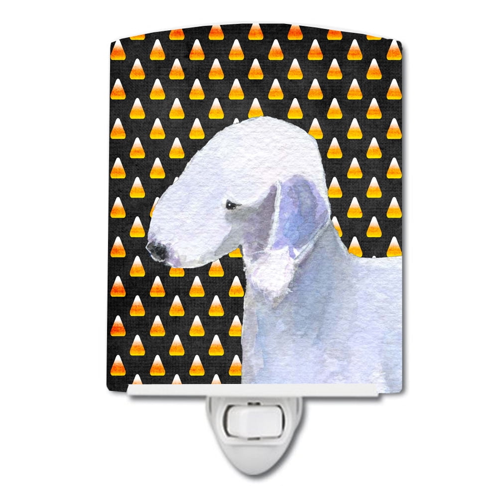 Bedlington Terrier Candy Corn Halloween Portrait Ceramic Night Light