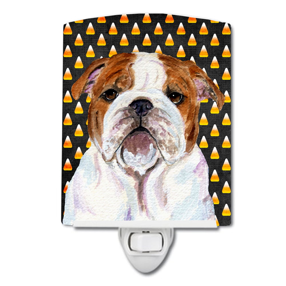 Bulldog English Candy Corn Halloween Portrait Ceramic Night Light