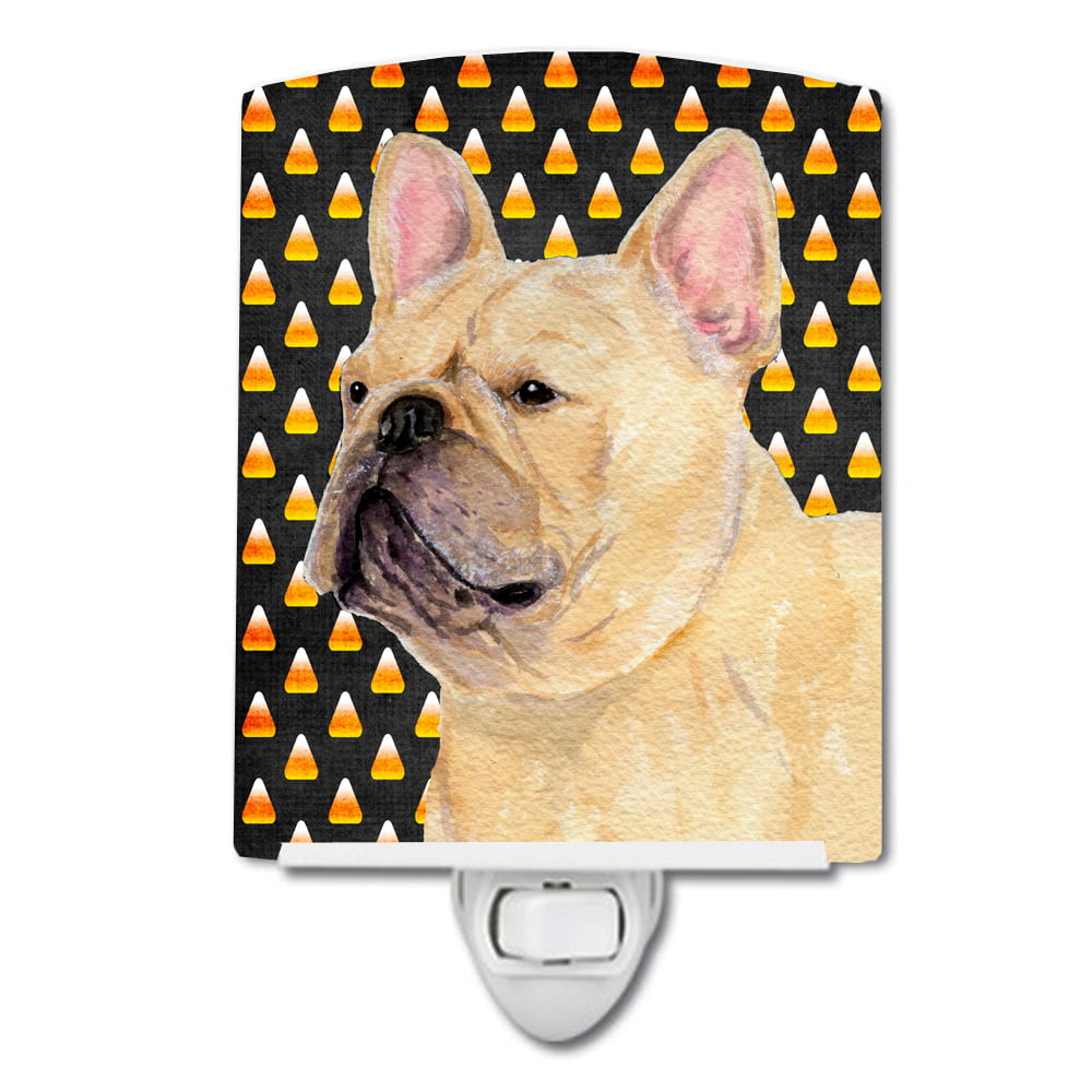 French Bulldog Candy Corn Halloween Portrait Ceramic Night Light