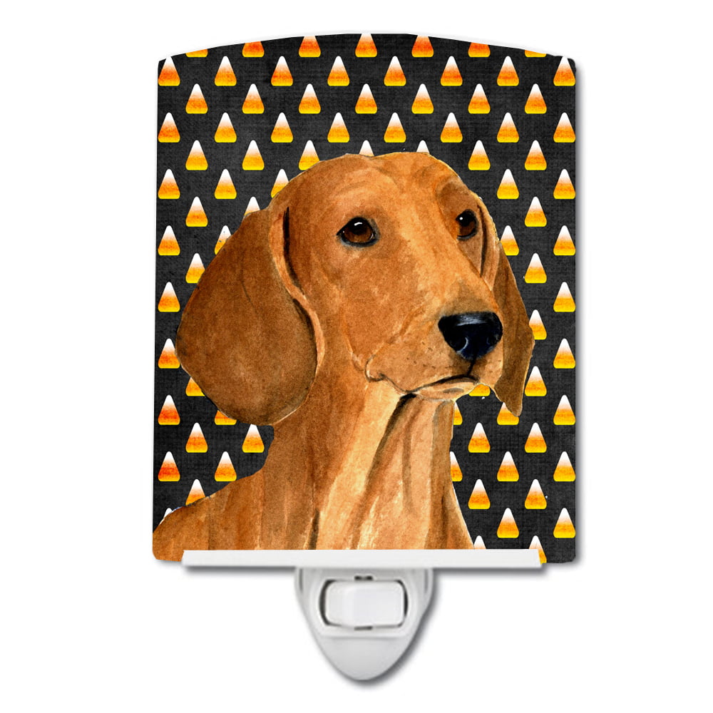 Dachshund Candy Corn Halloween Portrait Ceramic Night Light