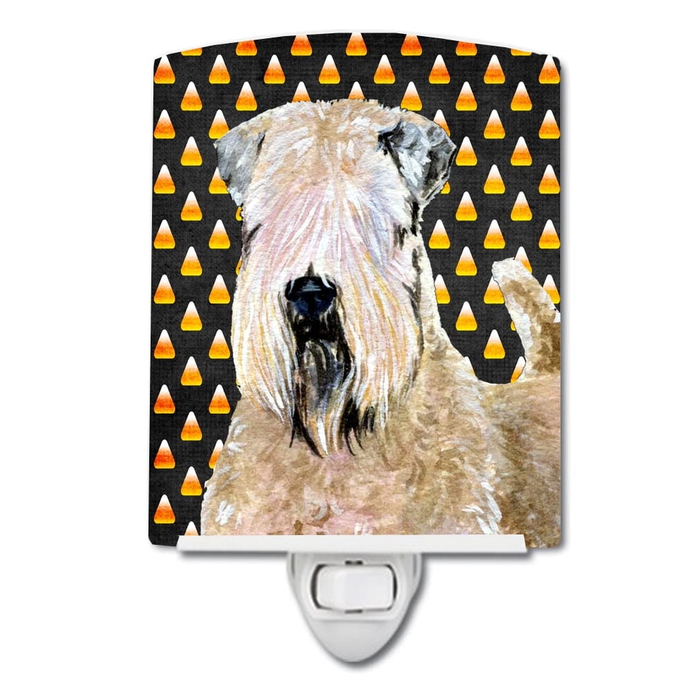 Wheaten Terrier Soft Coated Candy Corn Halloween Portrait Ceramic Night Light
