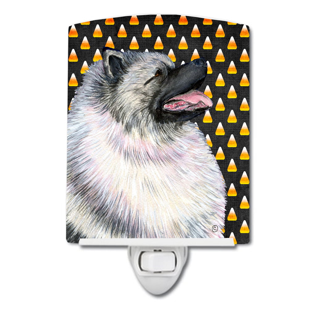 SS4282CNL Keeshond Candy Corn Halloween Portrait Ceramic Night Light