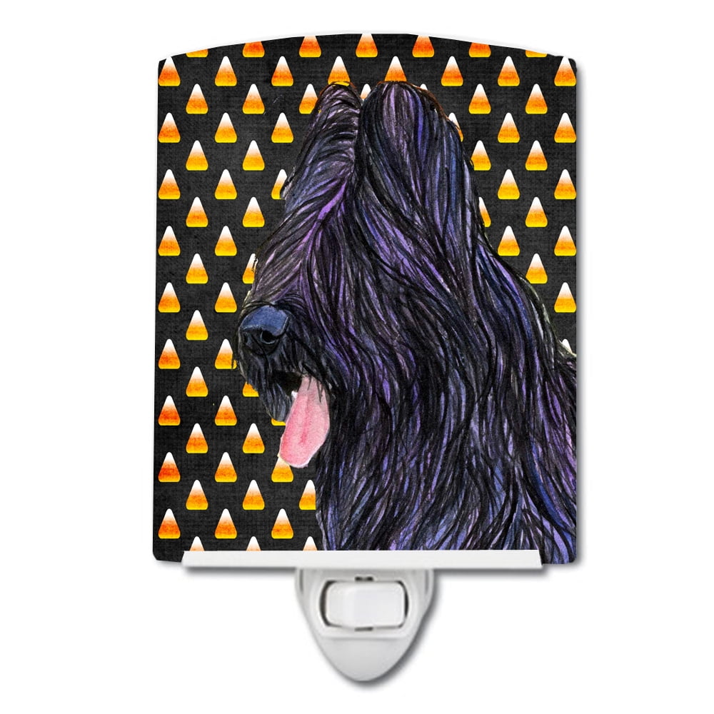 Briard Candy Corn Halloween Portrait Ceramic Night Light
