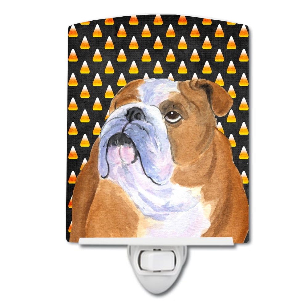 Bulldog English Candy Corn Halloween Portrait Ceramic Night Light