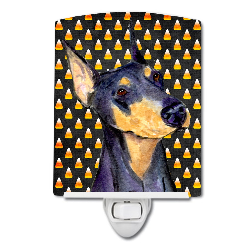 SS4288CNL Doberman Candy Corn Halloween Portrait Ceramic Night Light