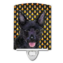 Australian Kelpie Candy Corn Halloween Portrait Ceramic Night Light
