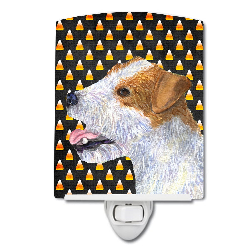 Jack Russell Terrier Candy Corn Halloween Portrait Ceramic Night Light