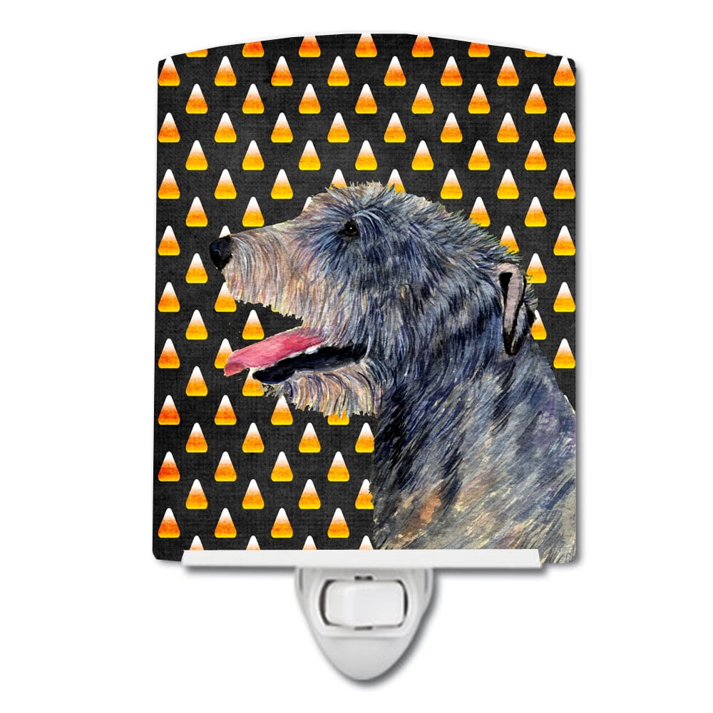 Irish Wolfhound Candy Corn Halloween Portrait Ceramic Night Light