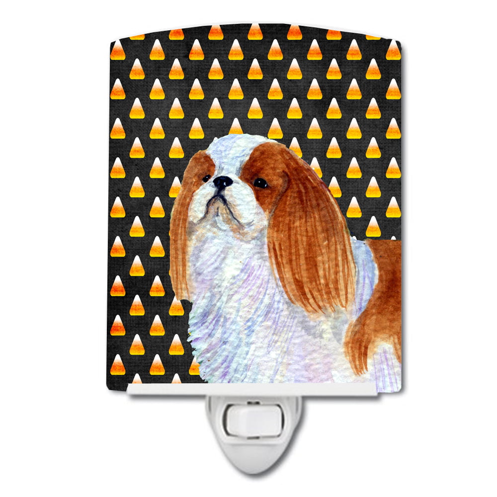 English Toy Spaniel Candy Corn Halloween Portrait Ceramic Night Light