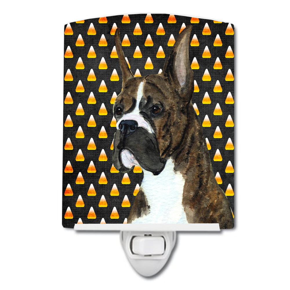 Boxer Candy Corn Halloween Portrait Ceramic Night Light