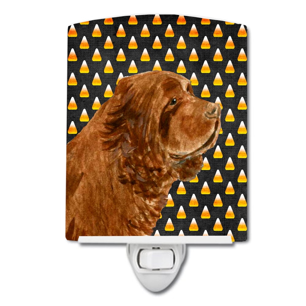Sussex Spaniel Candy Corn Halloween Portrait Ceramic Night Light